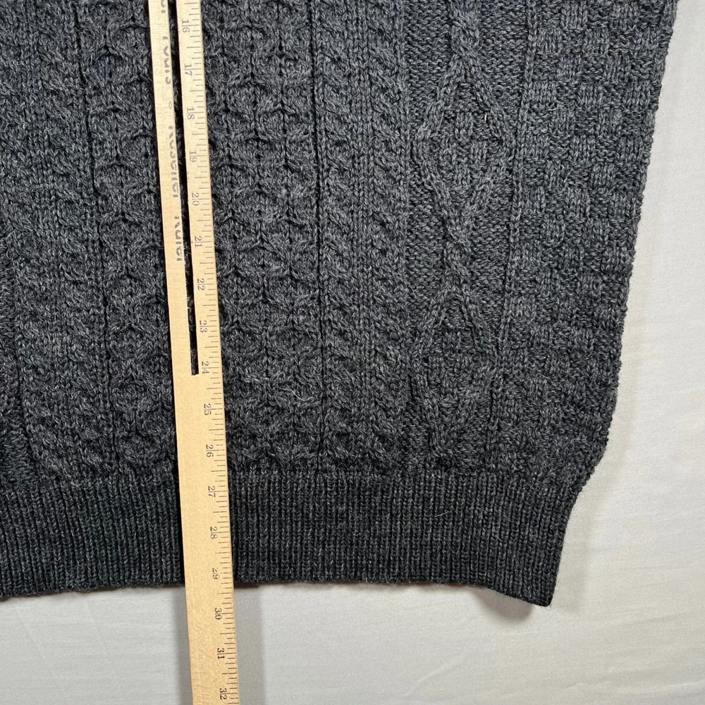 Aran Sweater Market Irish Wool Fisherman Sweater Mens XL Charcoal Gray Ireland